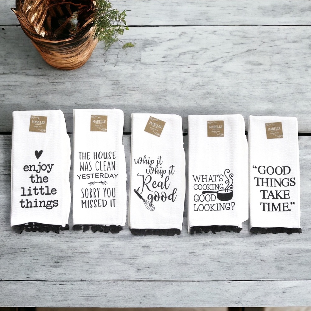 Bundle of 5 Pom Pom Dish Towels